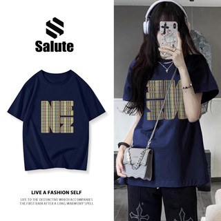 Salute Áo phông xanh navy fashion ngầu nam nữ local brand áo thun unisex form rộng In Chữ Y0933