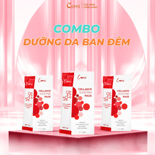 Combo 3 hộp mặt nạ ngủ collagen comi dưỡng trắng làm dịu da - 1 hộp 3 gói