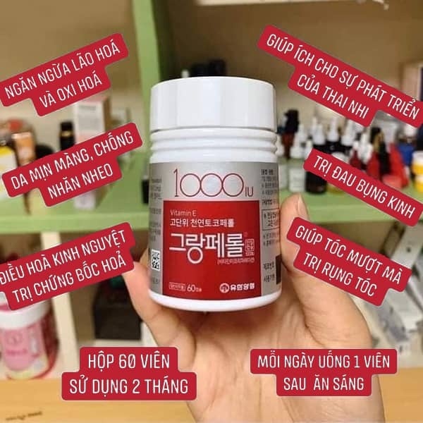 Viên Uống Vitamin E 1000IU Hàn Quốc, Làm Đẹp Da, Ngăn Rụng Tóc