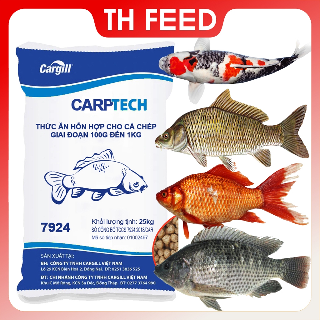 Mồi câu cám cá Cargill 7924,  cá cảnh, cá koi, cá chép, cá trắm, cá trôi, cá rô phi, cá giống...