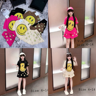 Set Bộ Cộc Mặt Cười cho bé gái size đại 17-43kg xinh mát thoải mái