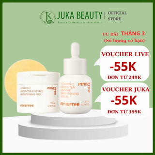 Tinh Chất/ Toner Pad Dưỡng Trắng, Se Khít Lỗ Chân Lông Innisfree Vitamin C Green Tea Enzyme Brightening Serum/ Pad