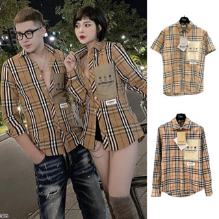 Áo sơ mi BBR Unisex Nam Nữ Kẻ Caro Phối Thêu Logo Cao Cấp Vải Mềm Mịn Thoáng Mát mẫu mới nhất xu hướng hè thu 2024