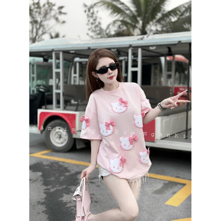 Áo Phông Hồng Hello Kitty Đính Nơ