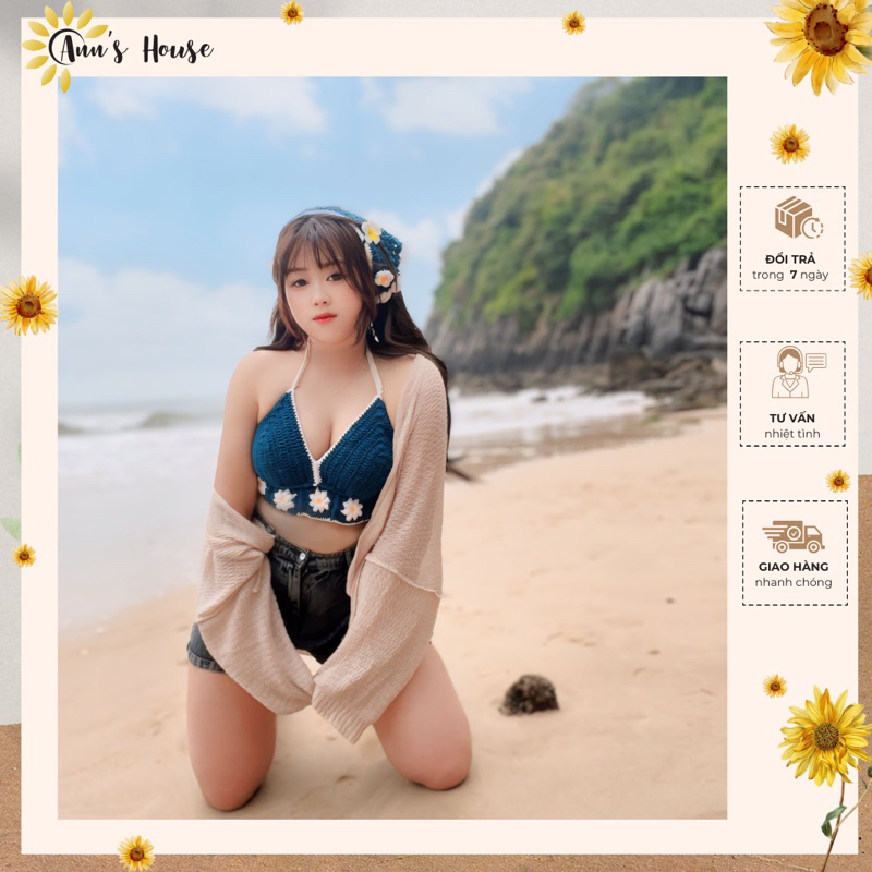 [có sẵn] Bra đi biển len móc handmade size L - 2XL