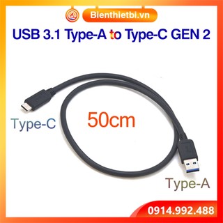 Cáp USB 3.1 Type-A sang USB Type-C Gen 2, tốc độ 10Gbps, dài 50cm-0.5M nối PC Laptop với Box docking HDD Box đầu đọc thẻ