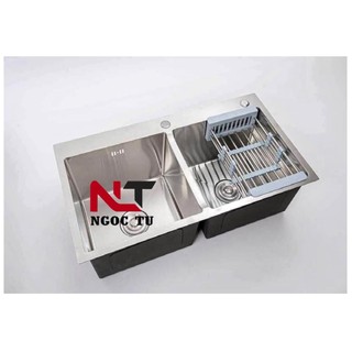 Chậu rửa bát, rửa chén 2 hố cân korea sus 304 nhập khẩu