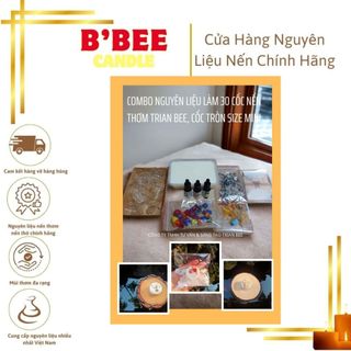 Combo 10: Nguyên liệu làm 5 hũ nến thơm, hũ thủy tinh nắp thiếc 100ml