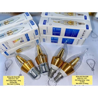 Combo 5 bóng nến gắn đèn chùm đuôi e14 có râu ánh sáng trắng/vàng