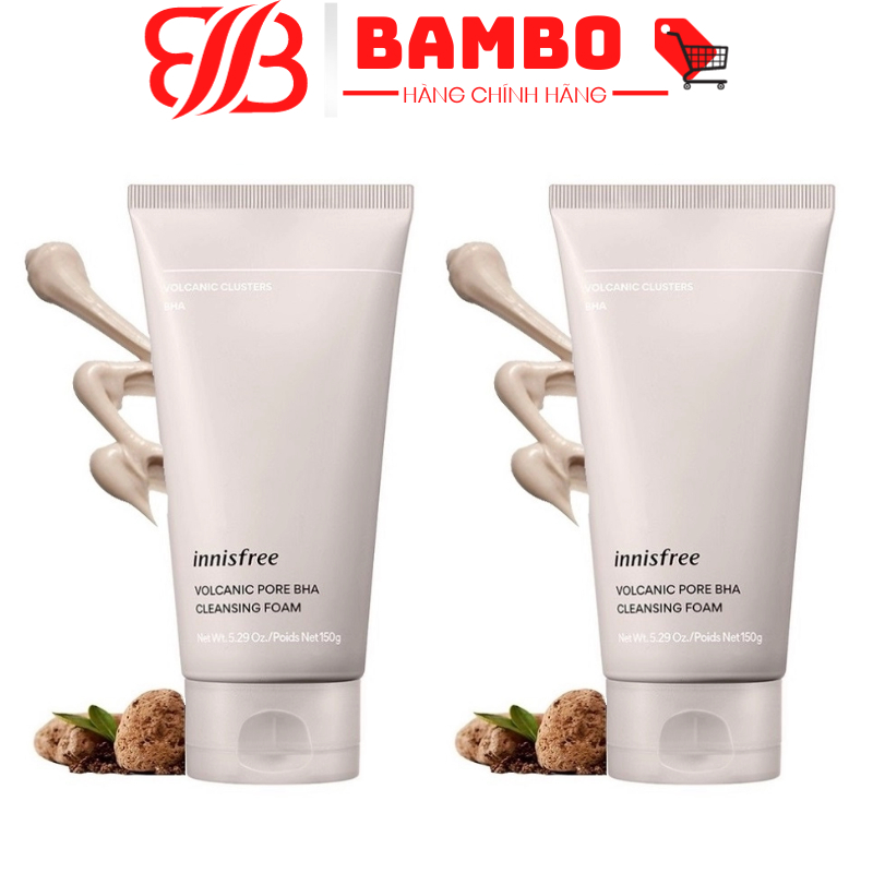 Sữa Rửa Mặt Tro Núi Lửa GIẢM Đầu Đen, Bã Nhờn Innisfree Jeju Volcanic Pore Cleansing Foam 150ml