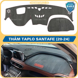 [Santafe đời 2020 đến 2024] Thảm taplo ô tô da cacbon,da vân gỗ,và tuyết nhung 3 lớp dày 1cm chống nắng cao cấp mới nhất