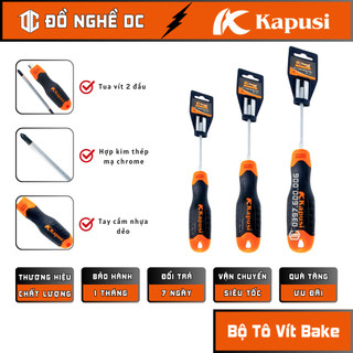 Bộ Tô vít bake, tua vít 2 đầu nhiều size 4"x100mm - 6"x150mm - 8"x200mm Kapusi Thép cao cấp chuyên dùng để tháo, lắp vít