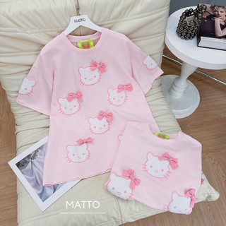 Áo Phông Hồng Hello Kitty Đính Nơ