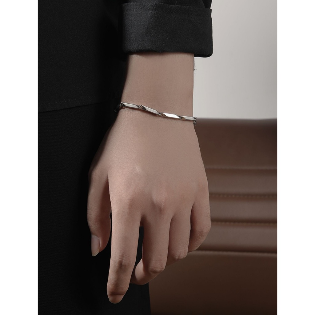 Vòng Tay Nam Lắc Tay Unisex Thời Trang Titan SAZ Vòng Tay Nam Nữ Basic Vát Cạnh Cá Tính  - Vòng Tay Xích Trơn