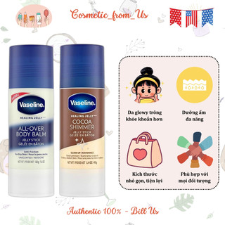 Sáp Dưỡng Ẩm Và Bắt Sáng Dạng Thỏi Vaseline Stick, Vaseline Cocoa Shimmer, Vaseline All-over Body Balm 40g