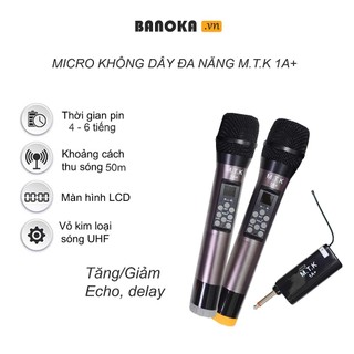 Micro không dây đa năng cao cấp MTK 1A+, micro sóng UHF vỏ kim loại, lời ca cực bay, bảo hành 12 tháng