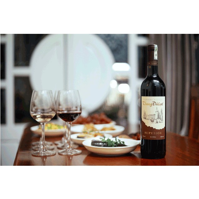 Rượu Vang Đà Lạt Superior Red Wine 375ml-750ml 12% Giống Nho Cardinal &amp; Shiraz