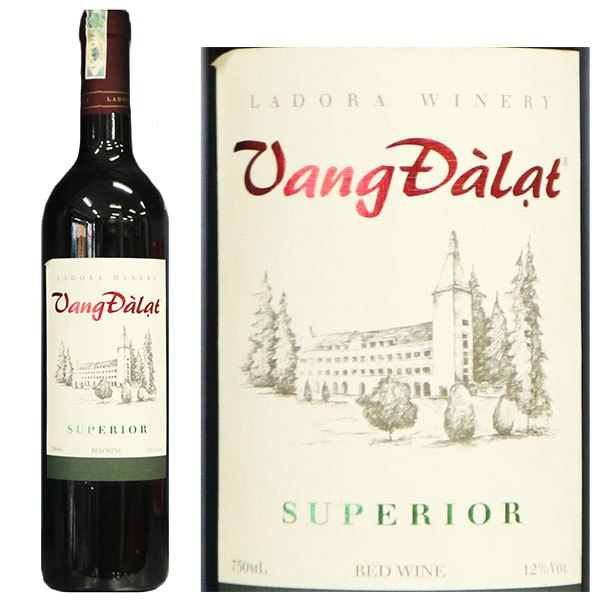 Rượu Vang Đà Lạt Superior Red Wine 375ml-750ml 12% Giống Nho Cardinal &amp; Shiraz