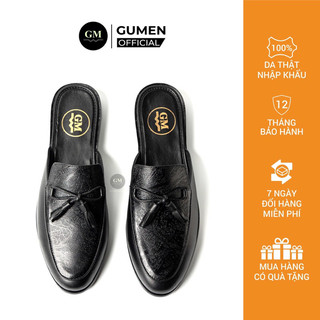 Giày sục nam công sở gumen s004 đen da bò nappa da bò nappa cao cấp đế phíp gỗ giữ phom dáng sang trọng thời trang