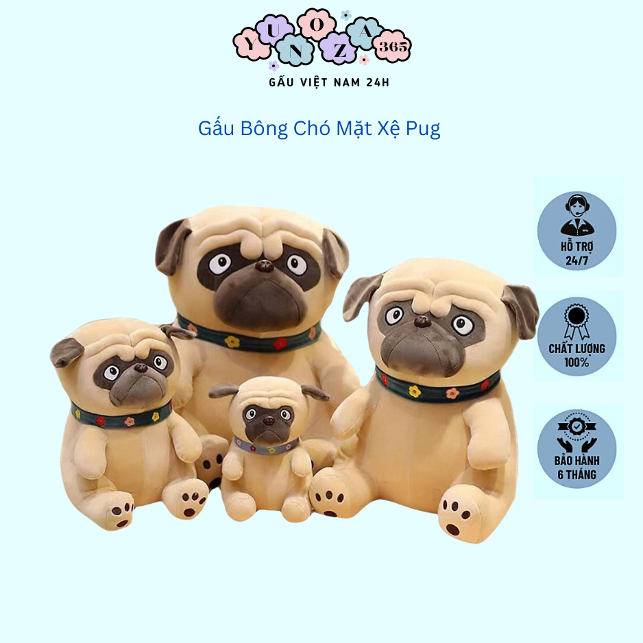 Chó Bông Mặt xệ Pug Gấu Bông Chó Pug Cute Ngộ Nghĩnh Làm Qùa Tặng Cho Bé