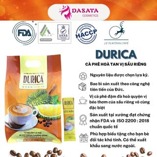 Cà phê hòa tan sầu riêng durica 4in1 thơm vị sầu riêng đậm vị cafe, cà phê muối chuẩn huế le plateau coffee dasata