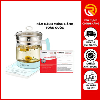 Ấm Điện Đa Năng 1.8L Rapido RMK0818-S Chất Liệu Thủy Tinh Chống Sốc Nhiệt, An Toàn Cho Sức Khỏe