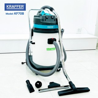 Máy hút bụi công nghiệp kraffer kf70b, công suất 2800w, thùng chứa nhựa abs 70l