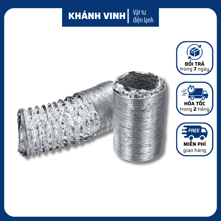 Ống thông gió mềm giấy bạc nhiều kích cỡ giá rẻ, ống hút mùi, ống nhôm nhún cách nhiệt chống cháy, ống thông gió PVC