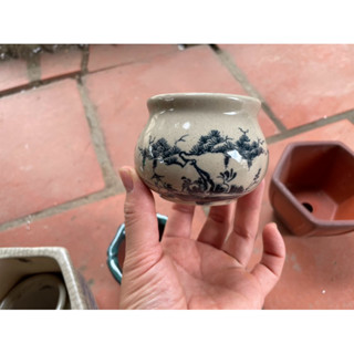  CHẬU MINI MEN TRONG  7x7   8x6  trồng Bonsai sen đá cây cảnh cây phong thuỷ 