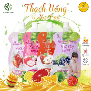 Combo 4 Thạch uống trái cây mix vị Dâu Tây, Vải, Nho, Táo- đồ ăn vặt, thực phẩm dinh dưỡng, ngon-mát cho mọi lứa tuổi