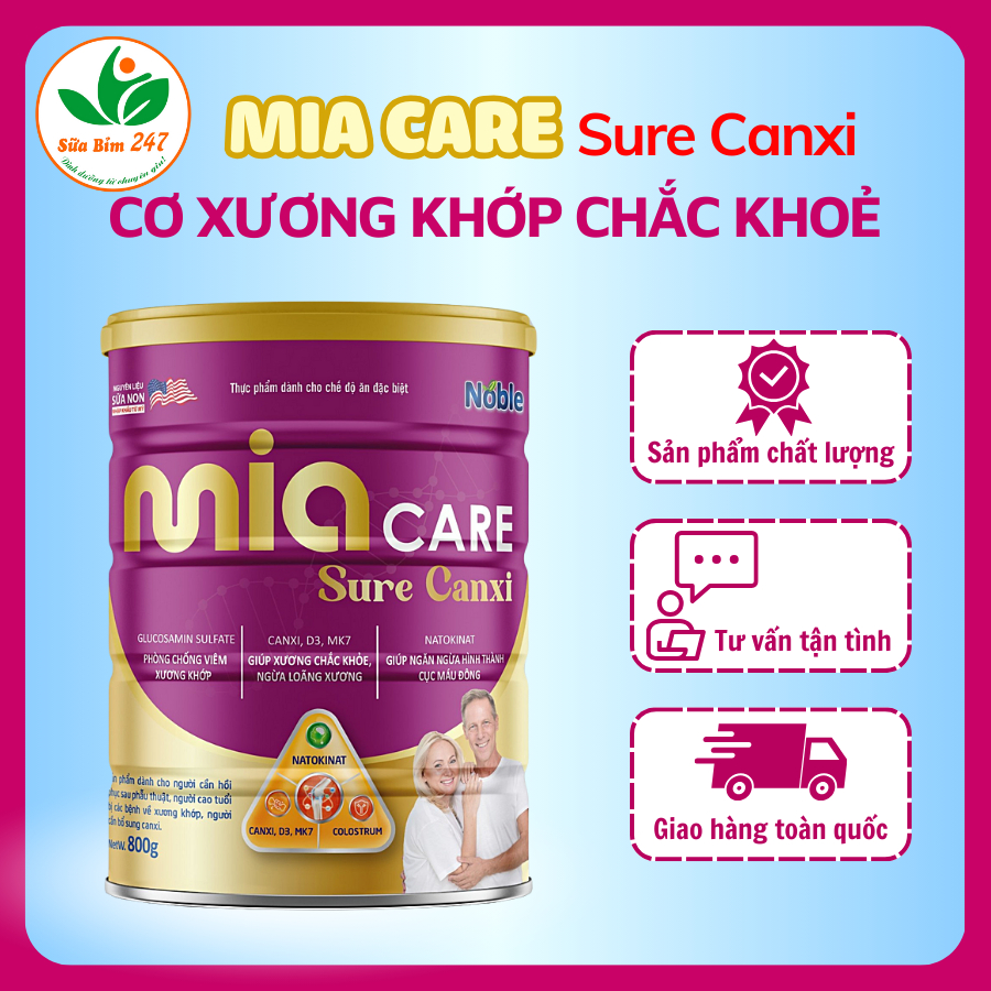 Sữa Bột Mia care Sure canxi (800g) Date new