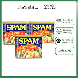 Thịt Hộp Spam 25% Percent Less Sodium Spam 340G Hàng Mỹ Date xa
