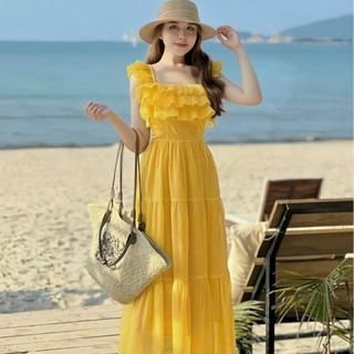Váy maxi Dáng Dài 2 tầng  Chất Liệu Tơ Óng Hàng 2 Lớp Đi Biển , Đi Chơi Chụp ảnh siêu Đẹp.