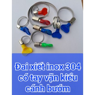 Đai xiết, cổ dê inox 304 có tay vặn kiểu cánh bướm