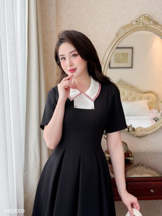 Váy nữ dáng xòe phối cổ đức Charme 403009