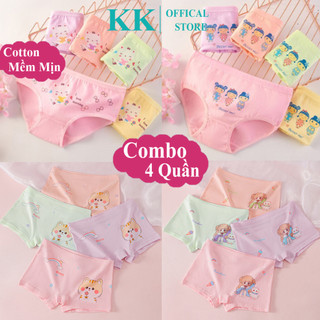 Quần Chíp Cho Bé Gái Set4Quần Vải Cotton Mềm Mịn Xốp Kookoo, Quần Lót Đùi Và Tam Giác Bé Trẻ Em Cho Bé Gái