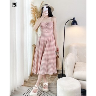 Đầm 2 dây dáng dài, ôm eo, cúc giả trước ngực Twenty.5 -  DL10