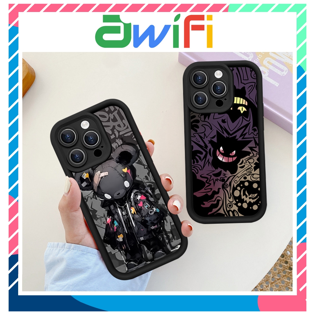 Ốp lưng iphone camera viền cao black bear 6s/6plus/7/8/plus/x/xs/11/12/13/14/15/pro/max/plus/promax 