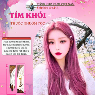 Combo thuốc nhuộm tóc tím khói tại nhà, màu cần tẩy tóc, tặng trợ dưỡng và collagen 9RV Kami