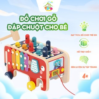 Đồ chơi gỗ đập chuột phát nhạc 3in1 TOYSHOP tăng cường trí tuệ phản xạ cho bé