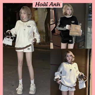 Set Bộ Đồ Nữ Adidass Áo Dài Tay Quần Sooc Đùi Freesize Áo Thun Local Brand Unisex DEFINE Indahood 1