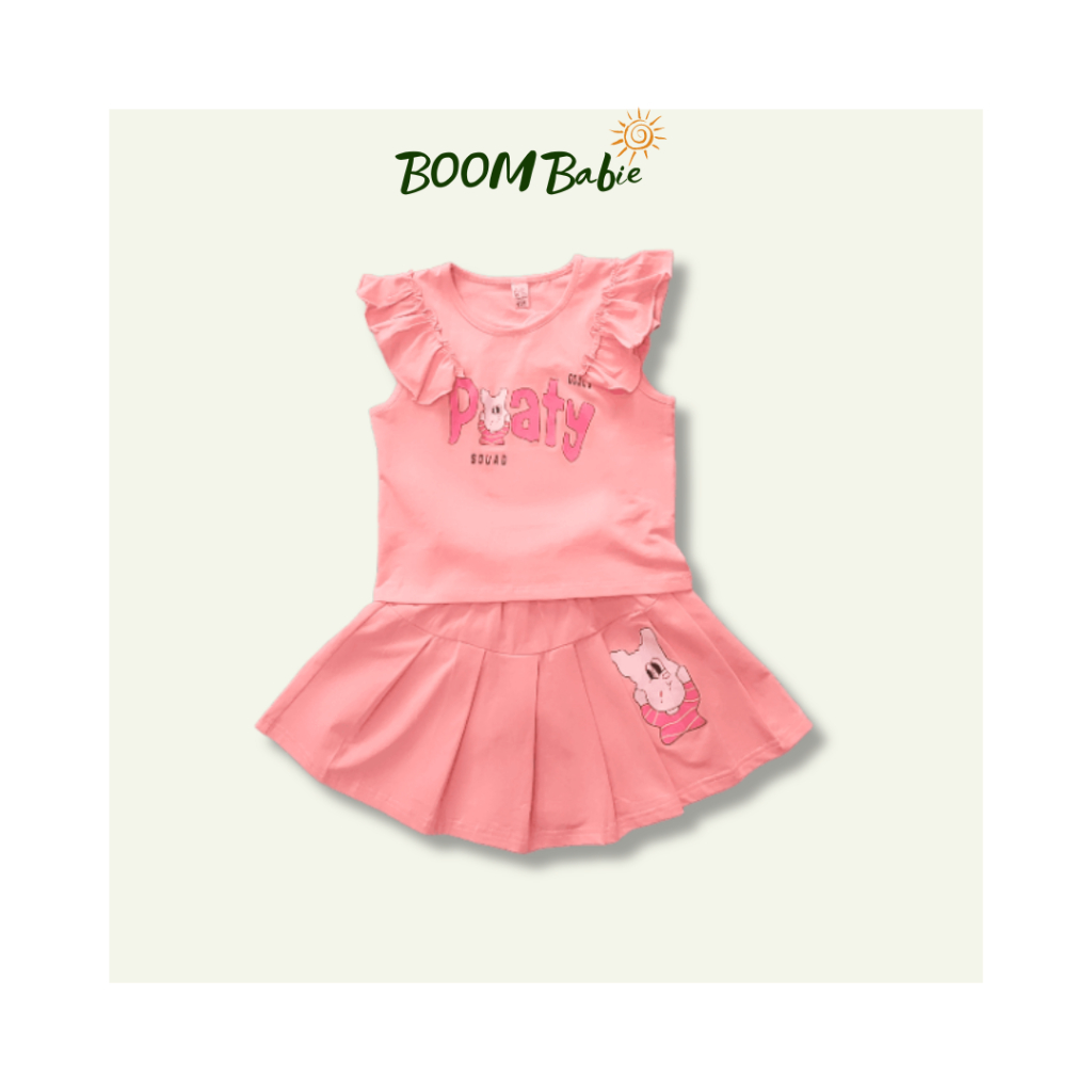 Set váy áo tay bèo cánh tiên mùa hè bé gái BOOMBabie (VT0005ĐX)