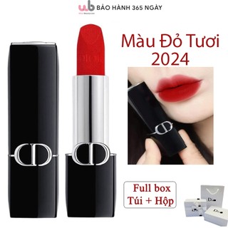  Son thỏi lì Dior 999 Velvet màu đỏ tươi,Nắp nam châm,Bản 2024,Chất son lì mịn màng,mềm mại,Tặng kèm quà xịn sò. 