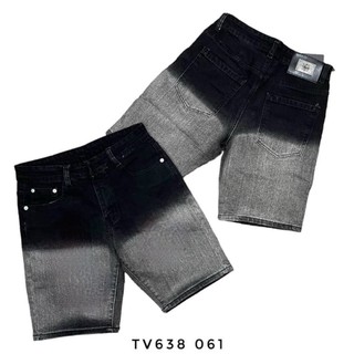 Quần short jean nam co giãn màu đen loang màu form slimfit cao cấp-AHFASHION