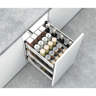 GIÁ ĐỂ GIA VỊ INOX HỘP 3 TẦNG,  KỆ ĐỰNG CHAI LỌ GIA VỊ ÂM TỦ, Phụ kiện tủ bếp Eurogold