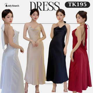 TK195 Đầm lụa dự tiệc cổ đổ buộc nơ sau lưng quyến rũ