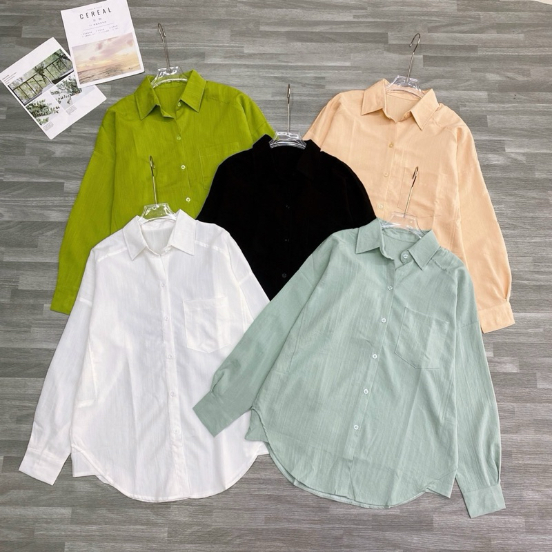 ÁO SƠ MI TRƠN PHOM RỘNG CHẤT ĐẸP