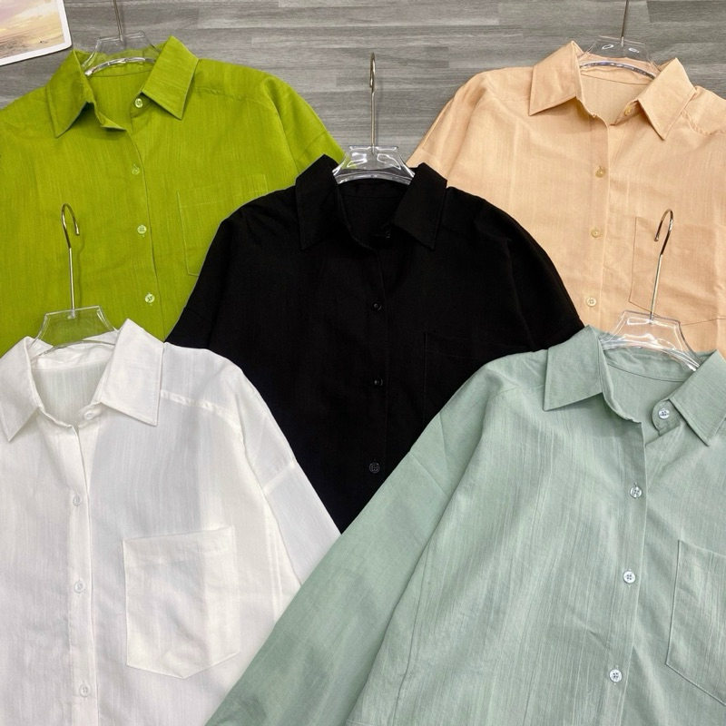 ÁO SƠ MI TRƠN PHOM RỘNG CHẤT ĐẸP