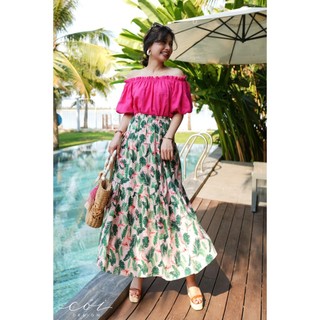 Áo bẹt vai xếp nhún linen Cói Design
