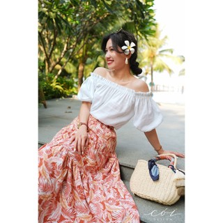 Áo bẹt vai xếp nhún linen Cói Design
